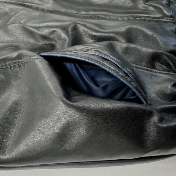 University of Michigan Bomber Jacket Mens Large Faux Leather Sewn Logo Full Zip - Picture 13 of 16